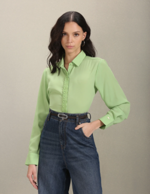 Scallop Collar Crepe Shirt for Women